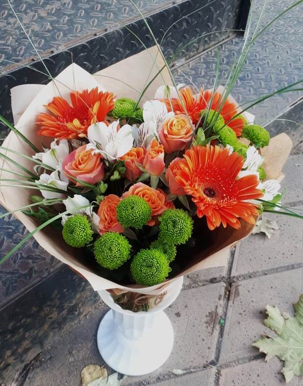 Букет цветов из: Герберы, Хризантемы, Альстромерии и Розы в Черемхово