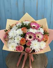 Букет цветов из:  Розы, Герберы и Хризантемы #REPLACE_PRED# Черемхово