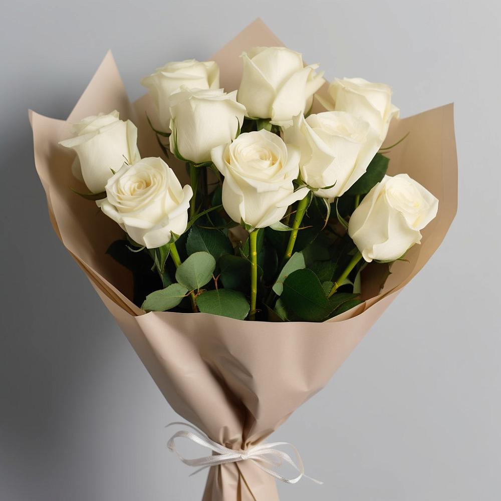 Букет 9 Белых роз Эдлесс Лав в Черемхово