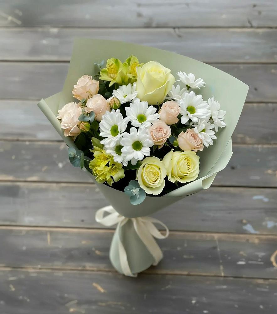 Букет цветов из: Альстромерии, Розы и Хризантемы в Черемхово