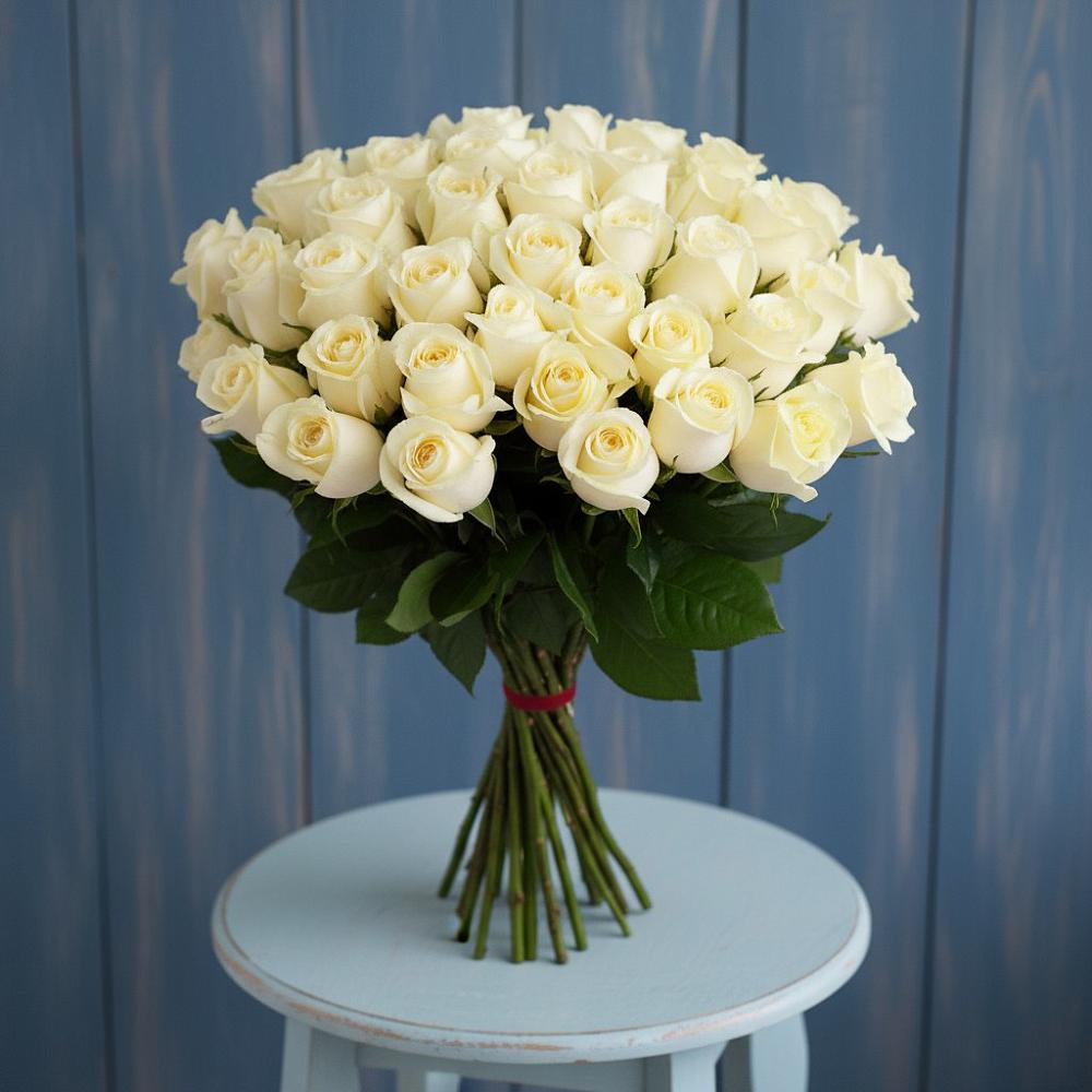 Букет 51 Белая роза Эдлесс Лав в Черемхово