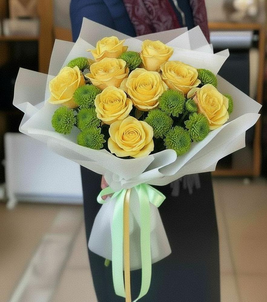 Букет цветов из: Хризантемы и Розы в Черемхово