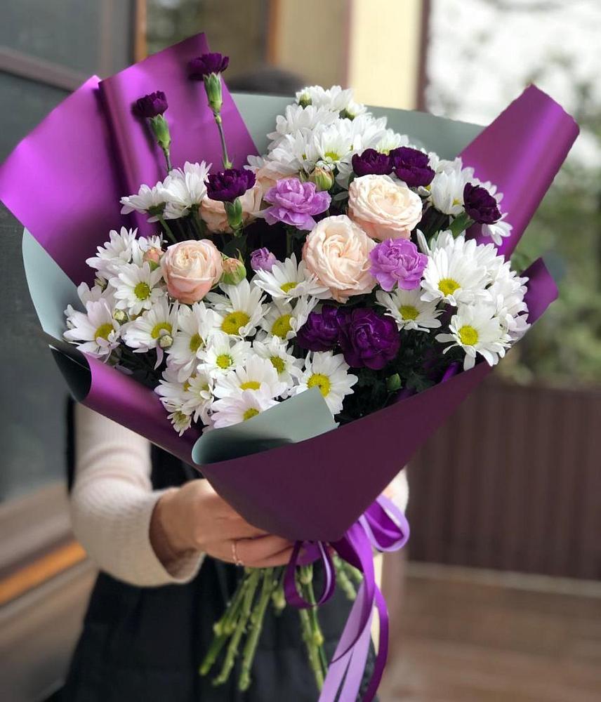 Букет цветов из: Хризантемы, Гвоздики и Розы в Черемхово