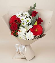 Букет цветов из:  Розы, Хризантемы, Герберы и Лилии в Черемхово