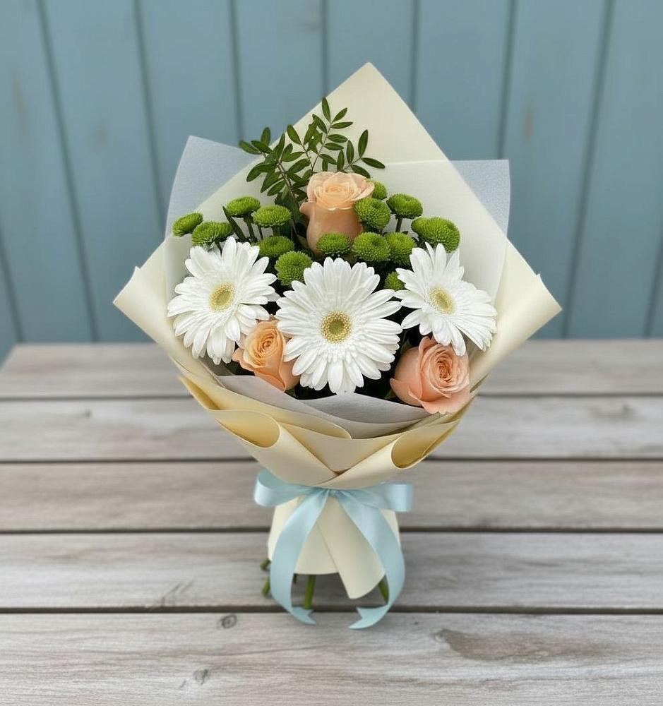 Букет цветов из: Герберы, Розы и Хризантемы в Черемхово