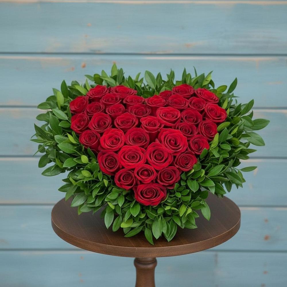 Цветочная композиция из Розы в виде сердца в Черемхово