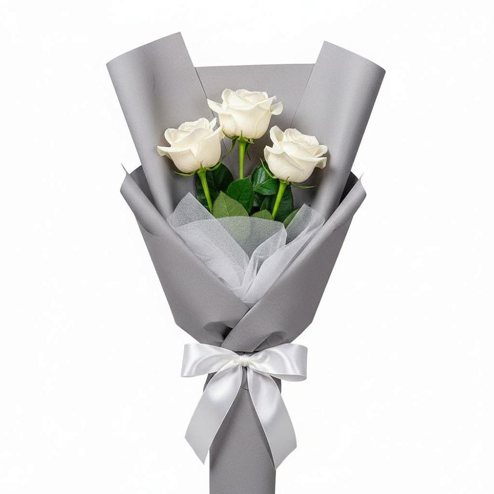 Букет 3 белые розы в Черемхово