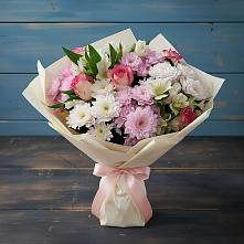 Букет цветов из:  Хризантемы, Альстромерии и Розы в Черемхово