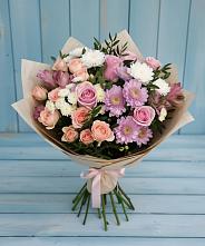 Букет цветов из:  Хризантемы, Розы и Альстромерии в Черемхово